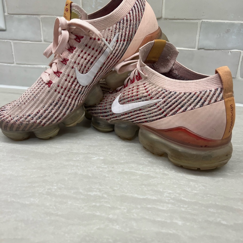 Nike Women's Pink and Red VaporMax Flyknit Sneakers - Picture 2 of 5